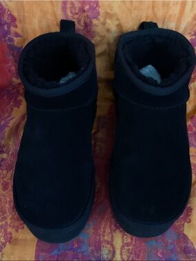 UGG Black Suede Women's Classic Ultra Mini Platform